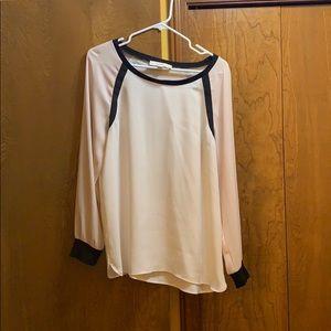 Soft Pink, Cream, and Black Blouse